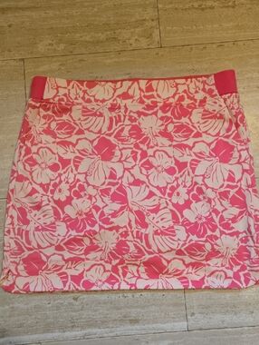 Island Collection Stella Parker Pink/White Tropical Print Skort